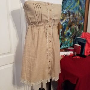 Khaki Strapless Dress